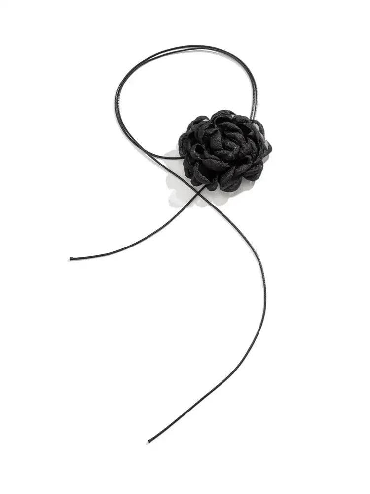 Rosie Black Flower Mesh Choker - Image 2