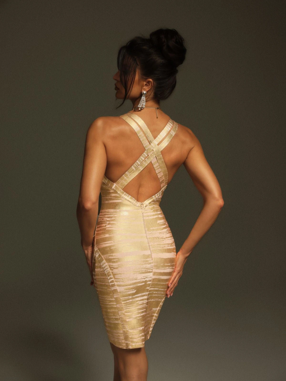 Rudimar V Neck Printed Bandage Mini Dress - Image 6