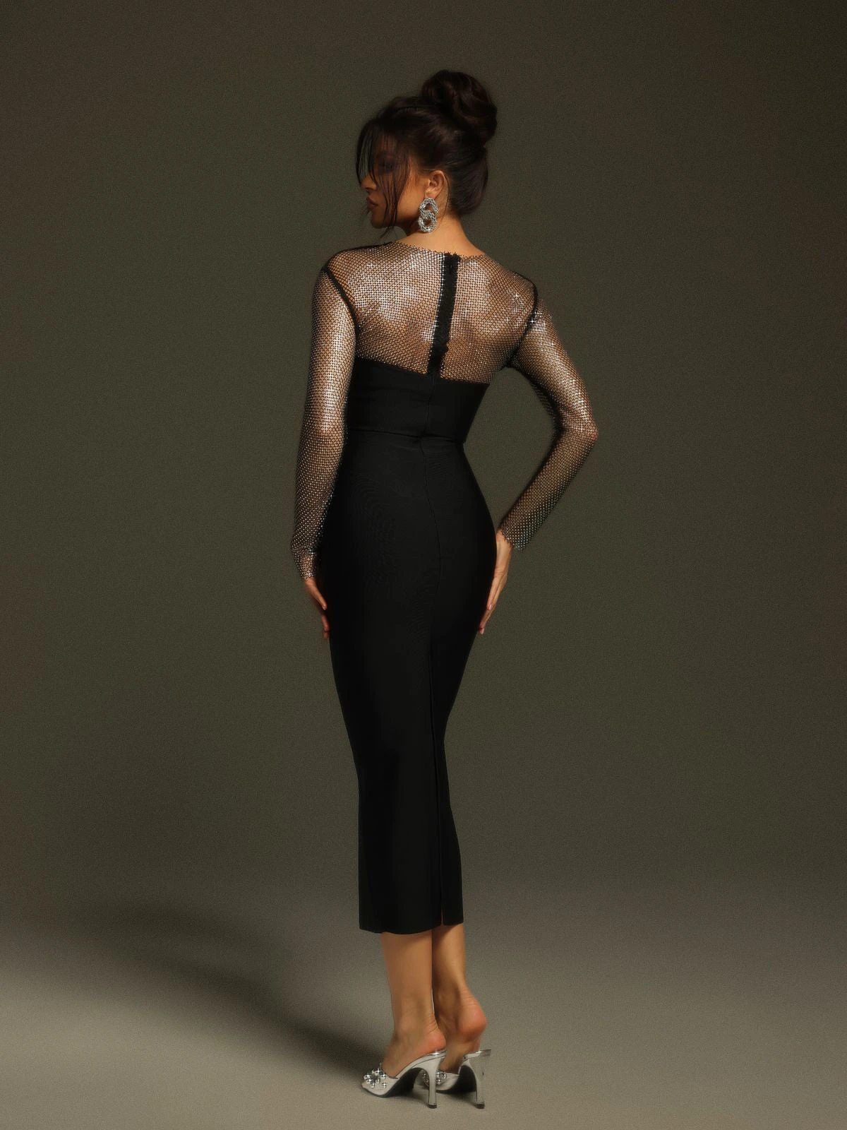 Ruzevich Long Sleeve Crystal Bandage Midi Dress - Image 6