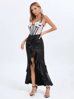 Rylea Spaghetti Flower Split Dress