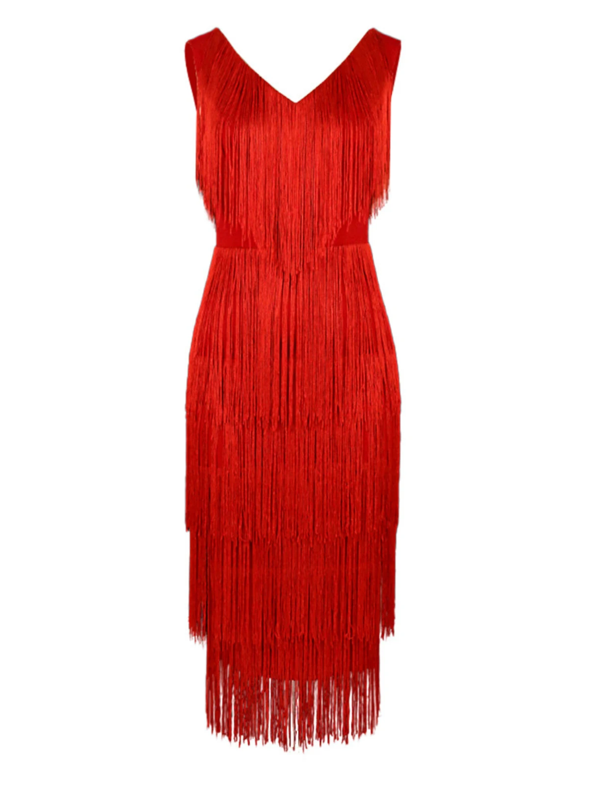 Sheadon V Neck Fringe Midi Dress - Image 7
