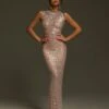 Shyheim Round Neck Rhinestone Maxi Dress