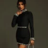 Svetlana Long Sleeve Rhinestone Bandage Dress