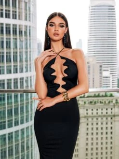 Taran V Neck Cutout Maxi Dress