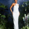 Tasso Halterneck Flower Sequin Maxi Dress In White