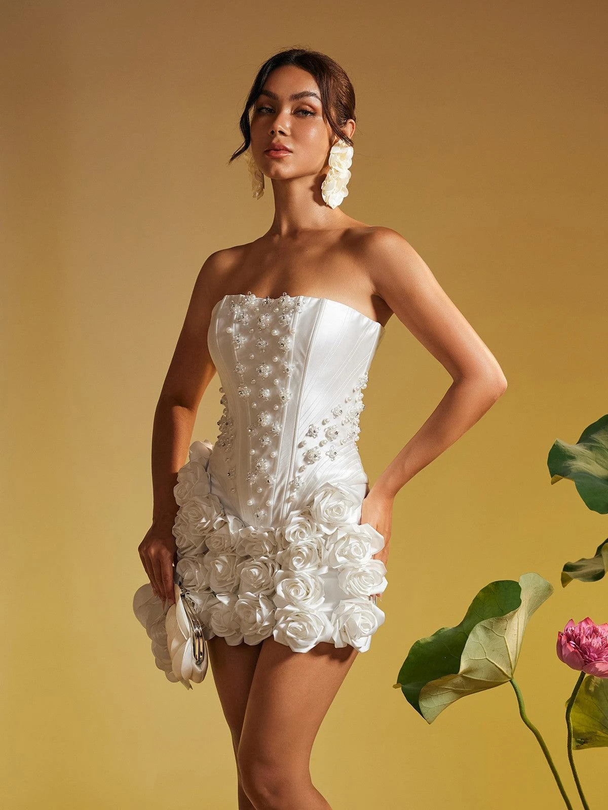 Thaddai Flower Pearl Crystal Skirt Set - Image 5