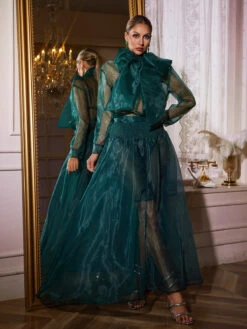 Uaelyvira Bow Mesh Skirt Set