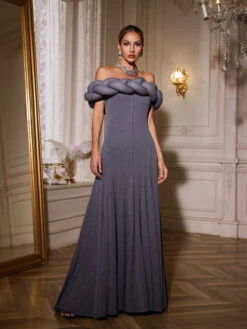 Ualdrex Off Shoulder Twisted Maxi Dress