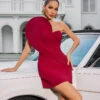 Xyphira One Shoulder Heart Mini Dress