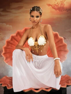 Zorvyn Halterneck Chain Shell Armor Top