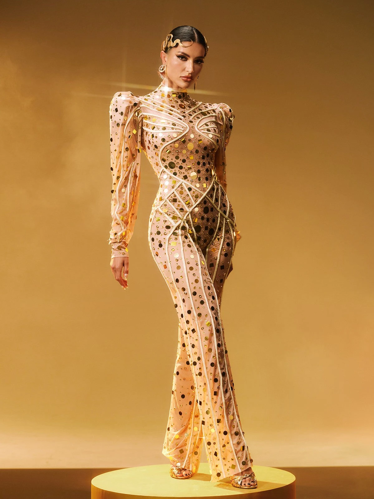 Zylar Long Sleeve Embellished Jumpsuit - Image 5