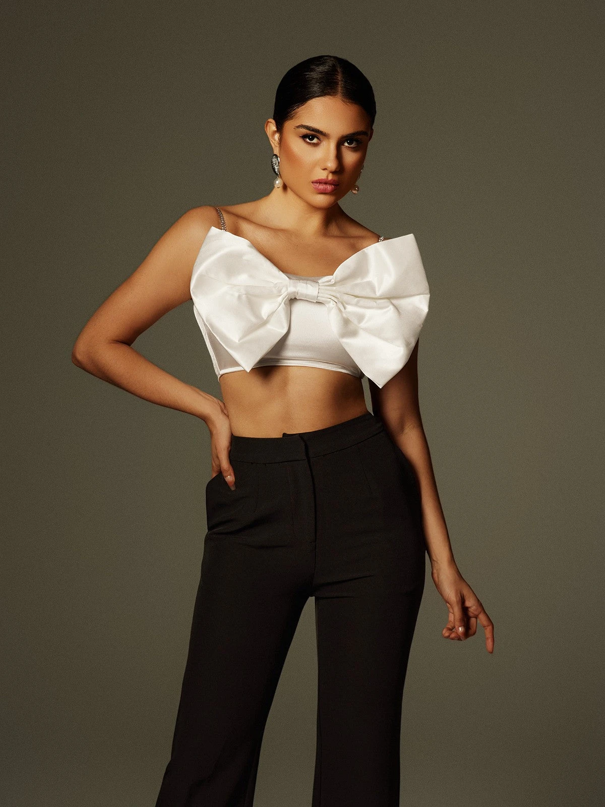 Zylara Strapless Bow Twisted Pants Set - Image 5