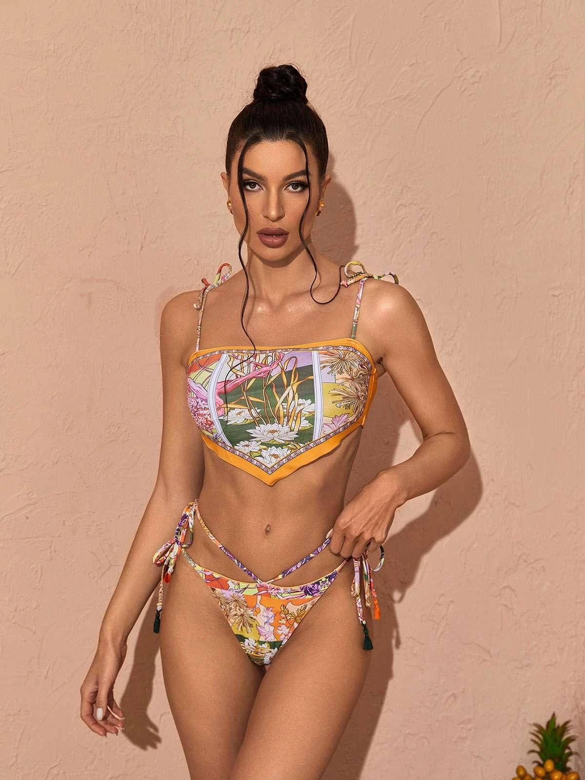 Kira Floral Printed Bikini Two Piece Set - Image 2